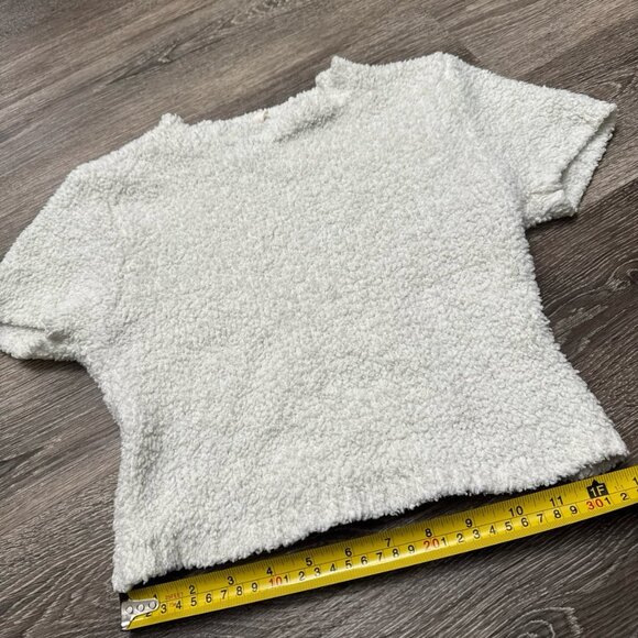 Skims fuzzy knit t-shirt slim fit Sherpa top size s/m off white plush tee - Picture 5 of 11